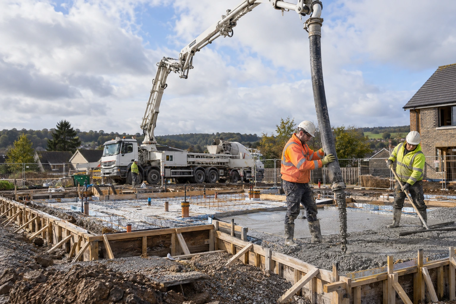 Concrete Pumping work illustrated in a newly generated photograph
